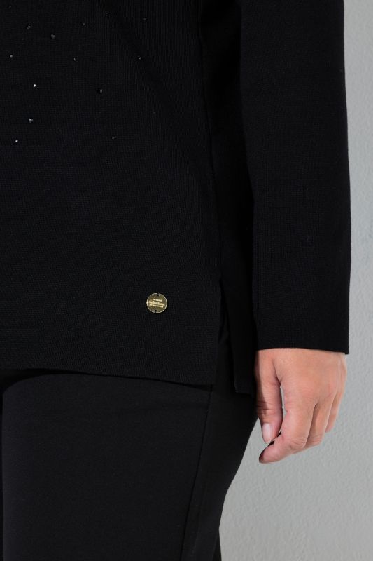 Tonal Rhinestone Long Sleeve Turtleneck Sweater