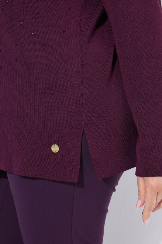 Tonal Rhinestone Long Sleeve Turtleneck Sweater