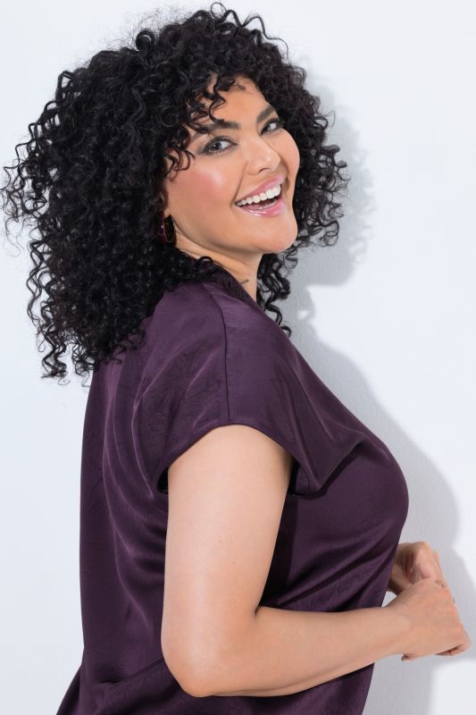 Satin Cap Sleeve V-Neck Blouse