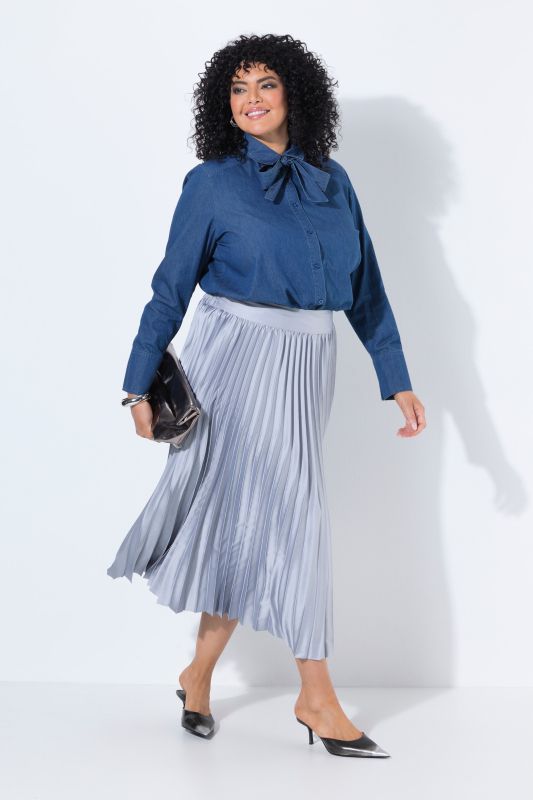 Pleated Comfort Waist Satin Skirt