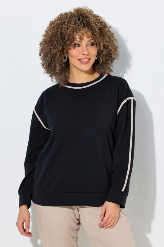 Eco Cotton Contrast Trim Crew Neck Sweatshirt