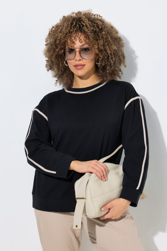 Eco Cotton Contrast Trim Crew Neck Sweatshirt