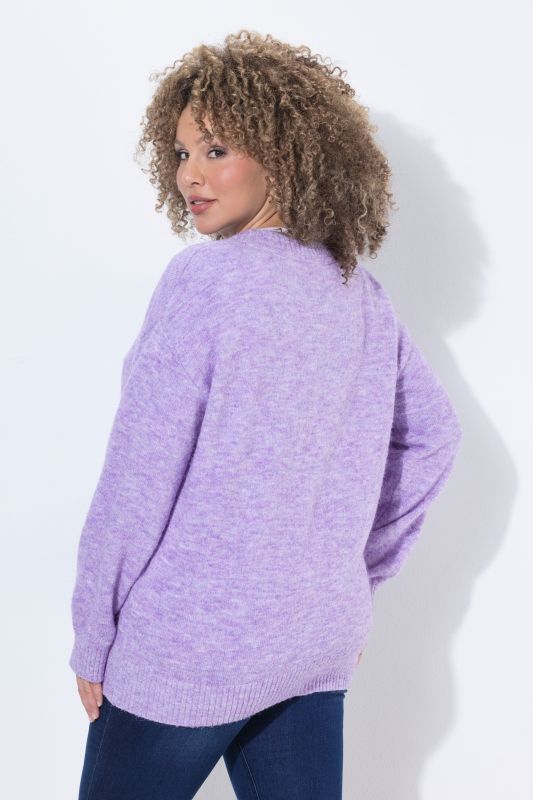 Wool Blend Melange Knit Cardigan