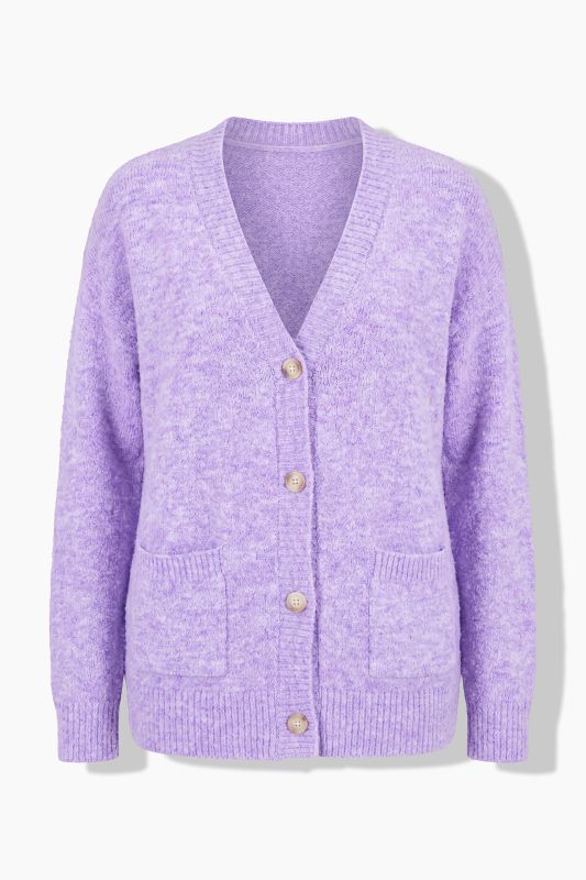 Wool Blend Melange Knit Cardigan