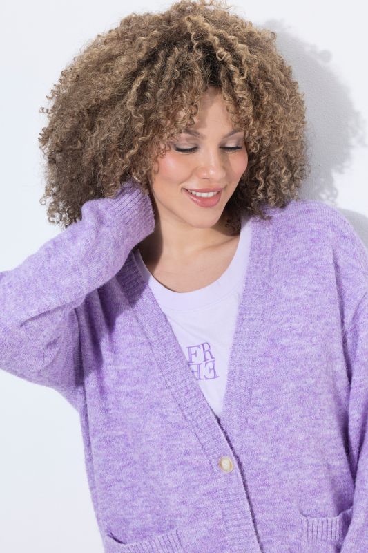 Wool Blend Melange Knit Cardigan