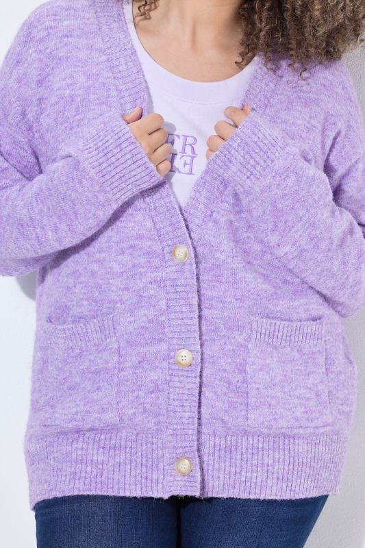 Wool Blend Melange Knit Cardigan