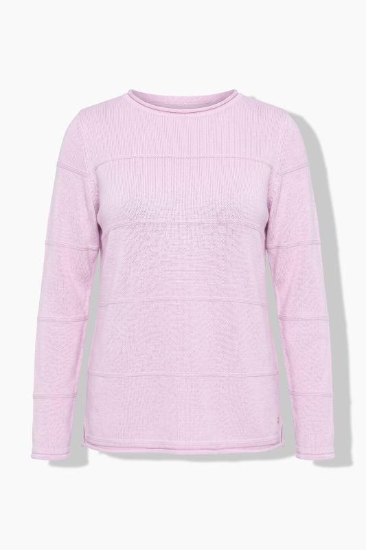 Textured Striped Rolled Edge Sweater