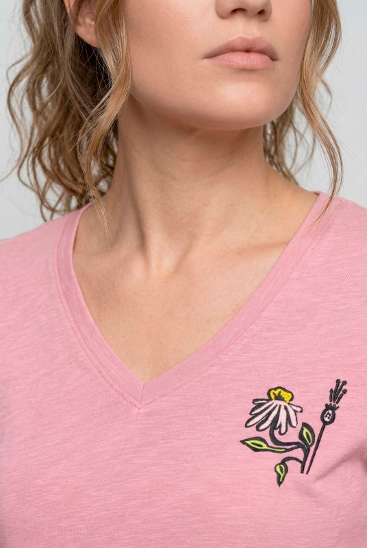 Eco Cotton Floral Embroidered Short Sleeve Tee