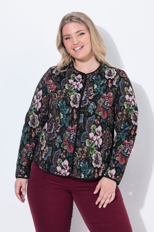 Floral Tapestry Long Sleeve Textured Jacket