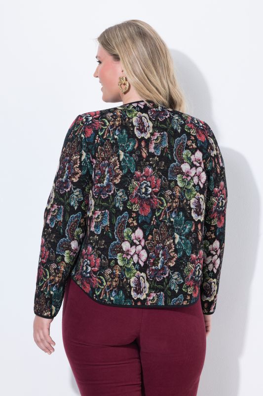 Floral Tapestry Long Sleeve Textured Jacket