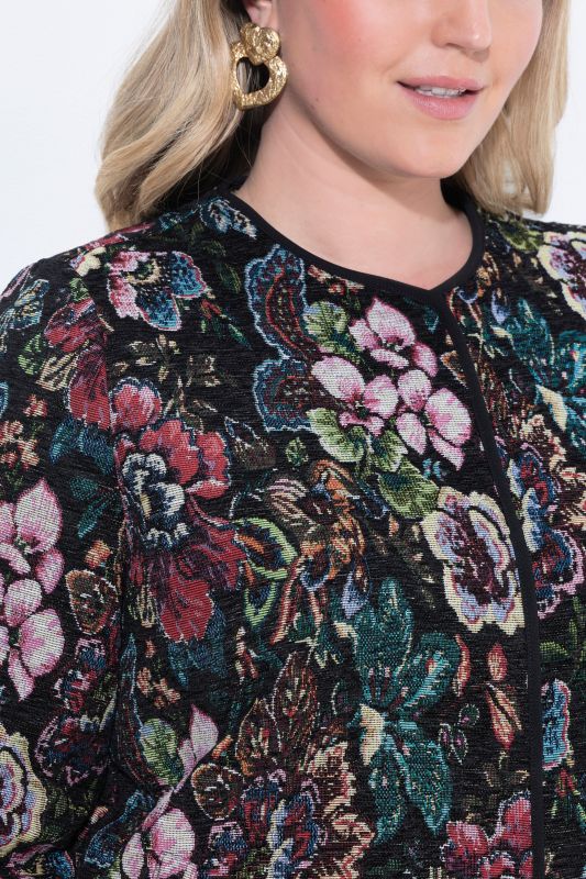 Floral Tapestry Long Sleeve Textured Jacket