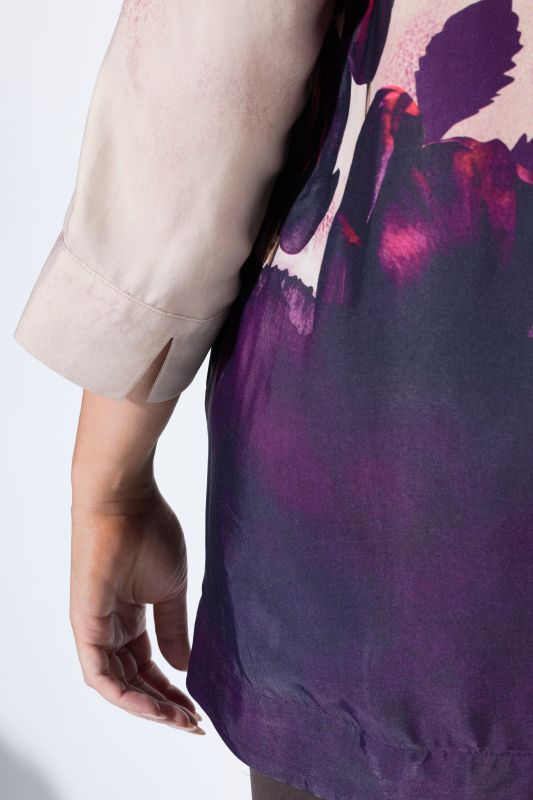 Sunset Floral Draped 3/4 Sleeve Viscose Blouse