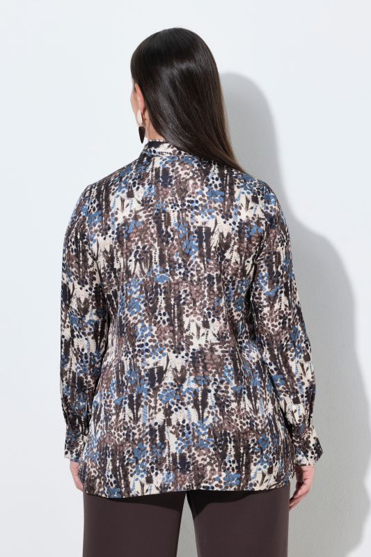 Satin Polka Dot Long Sleeve Lavalliere Blouse