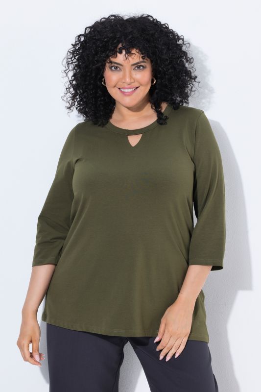Keyhole Neckline 3/4 Sleeve MV Tee