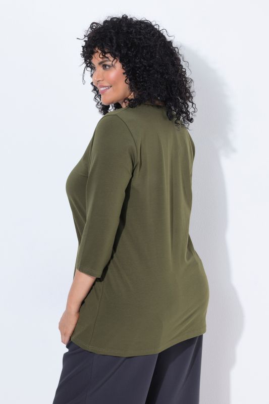 Keyhole Neckline 3/4 Sleeve MV Tee