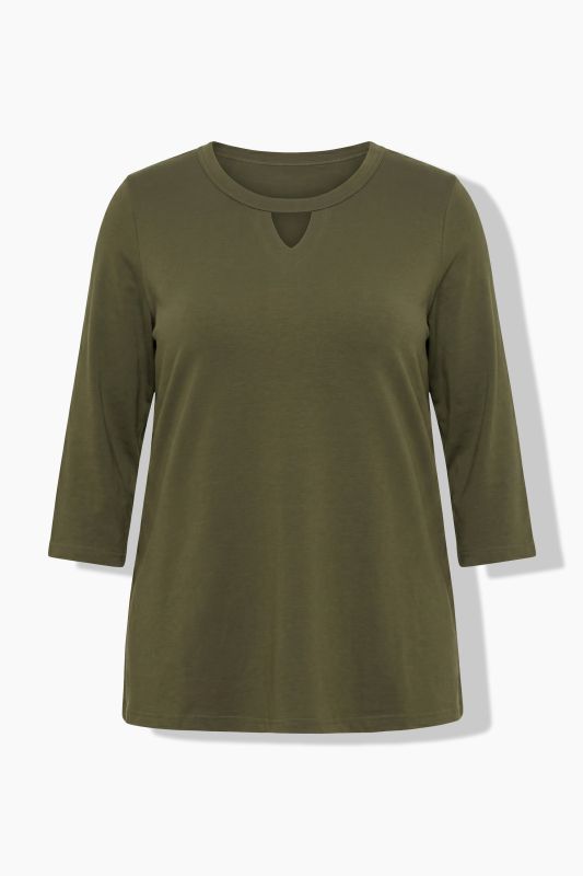 Keyhole Neckline 3/4 Sleeve MV Tee