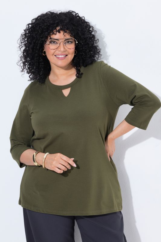 Keyhole Neckline 3/4 Sleeve MV Tee
