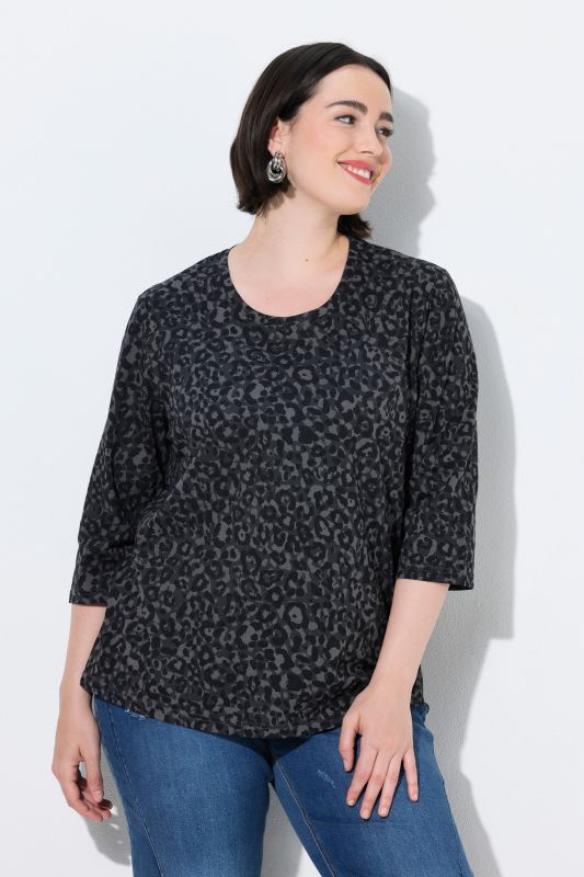 3/4 Sleeve Leopard Print Tee