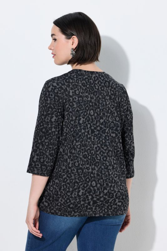 3/4 Sleeve Leopard Print Tee