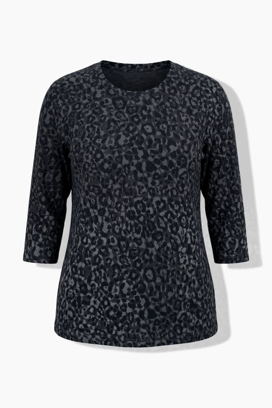 3/4 Sleeve Leopard Print Tee