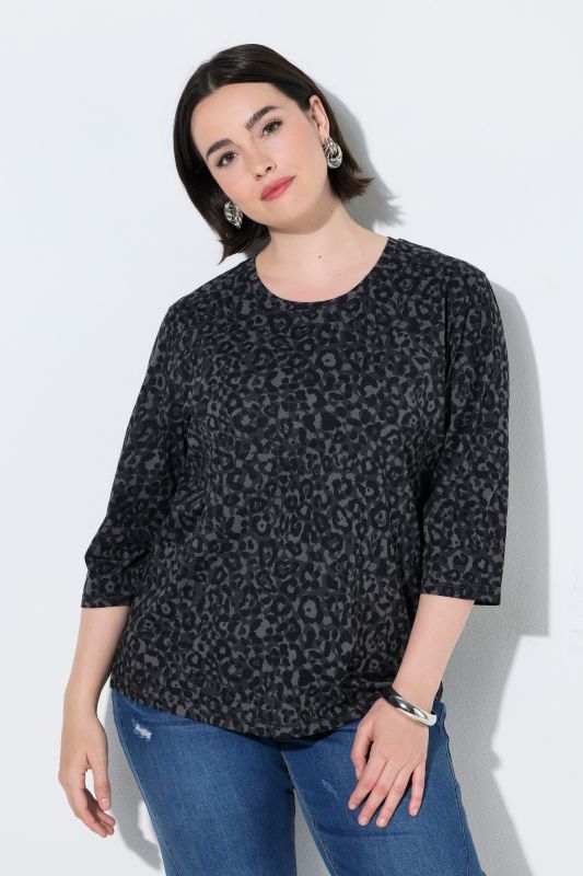 3/4 Sleeve Leopard Print Tee