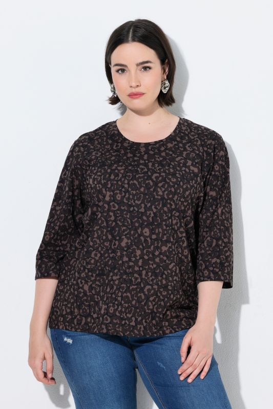 3/4 Sleeve Leopard Print Tee