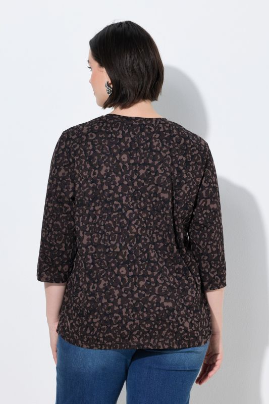 3/4 Sleeve Leopard Print Tee