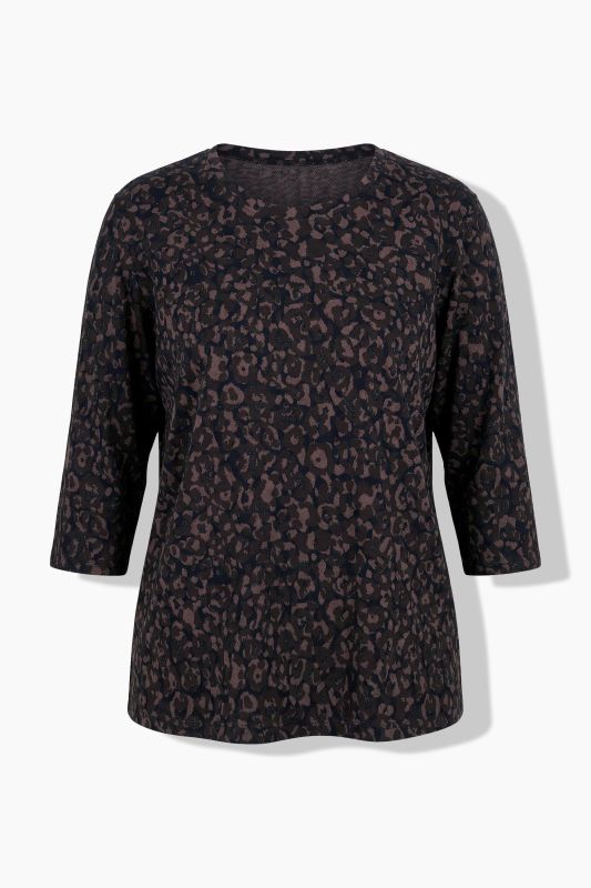 3/4 Sleeve Leopard Print Tee