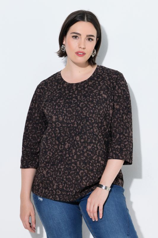 3/4 Sleeve Leopard Print Tee
