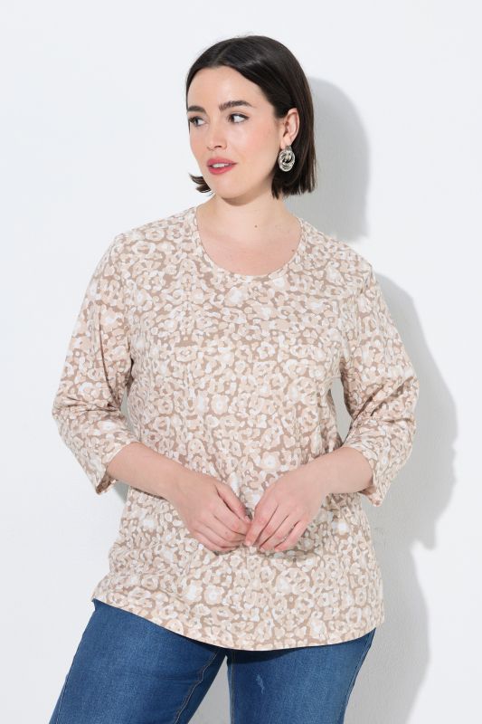 3/4 Sleeve Leopard Print Tee