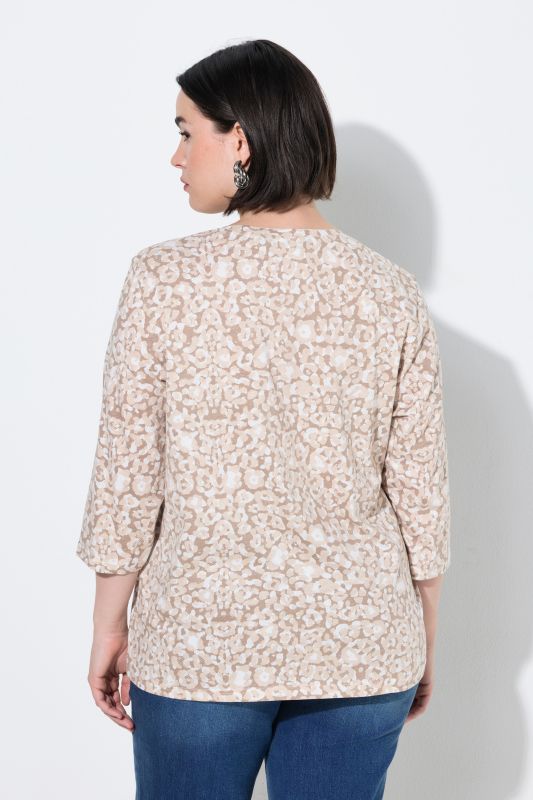 3/4 Sleeve Leopard Print Tee