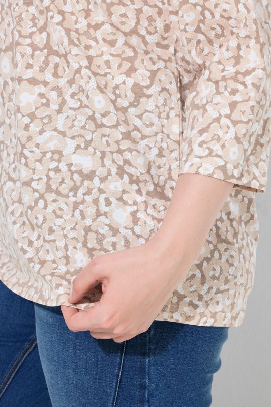 3/4 Sleeve Leopard Print Tee