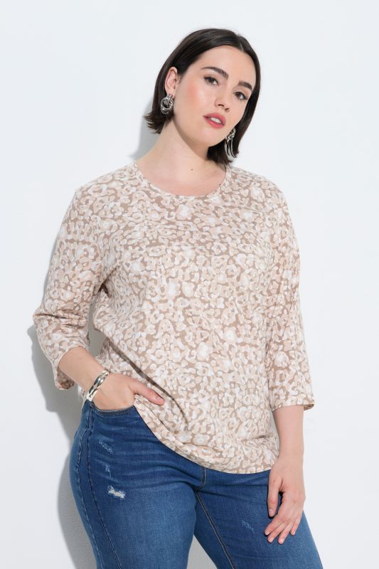3/4 Sleeve Leopard Print Tee