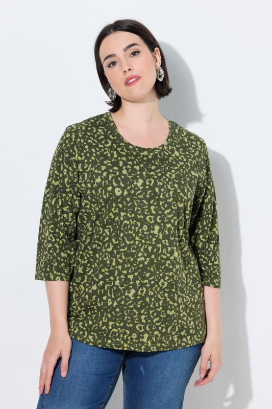 3/4 Sleeve Leopard Print Tee