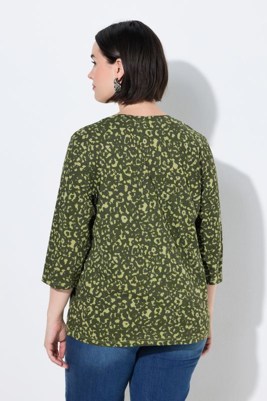 3/4 Sleeve Leopard Print Tee
