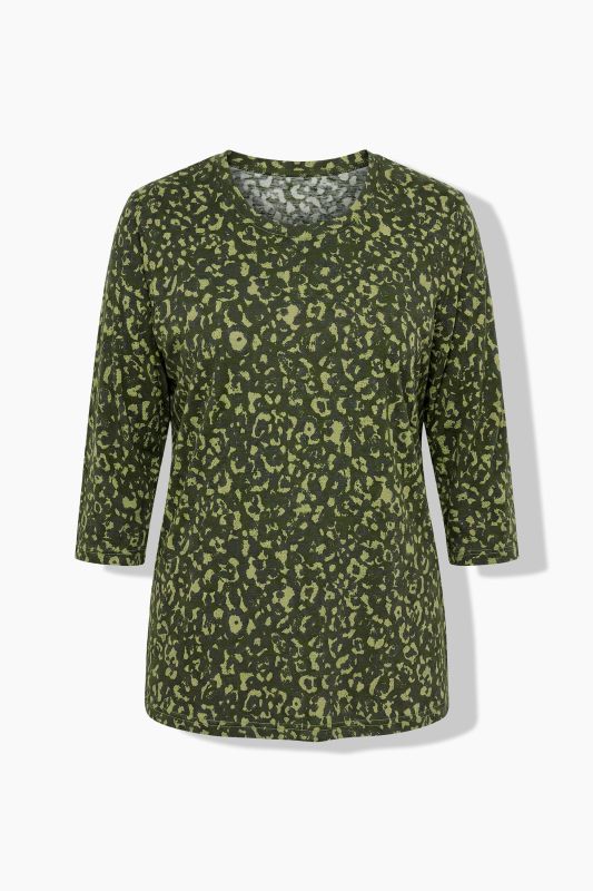 3/4 Sleeve Leopard Print Tee