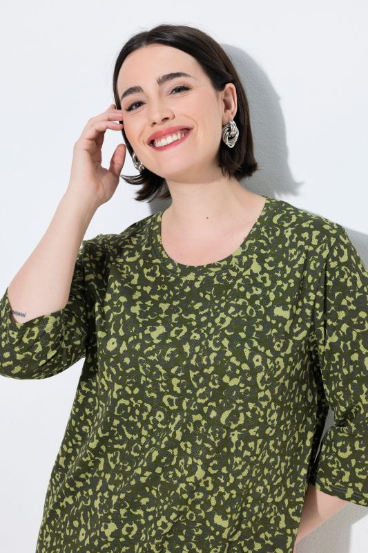3/4 Sleeve Leopard Print Tee