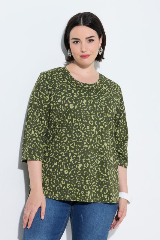 3/4 Sleeve Leopard Print Tee