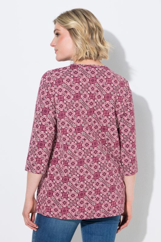 Floral Tile Print 3/4 Sleeve Tee