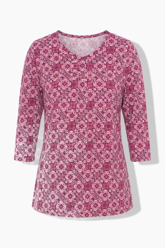 Floral Tile Print 3/4 Sleeve Tee