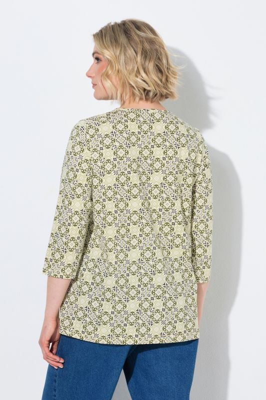 Floral Tile Print 3/4 Sleeve Tee