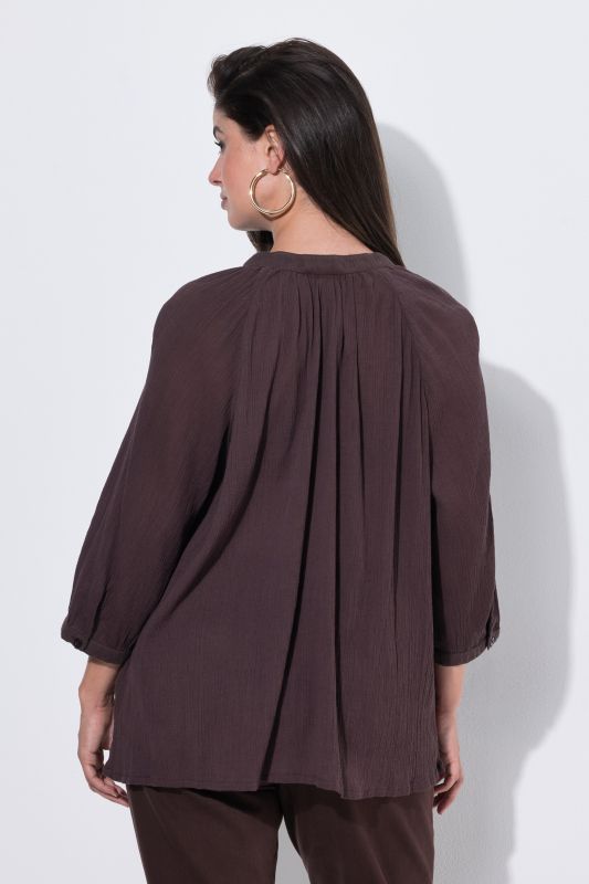 Batwing Sleeve Button Down Crepe Blouse