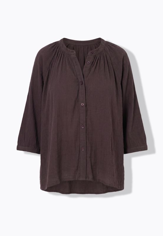 Batwing Sleeve Button Down Crepe Blouse