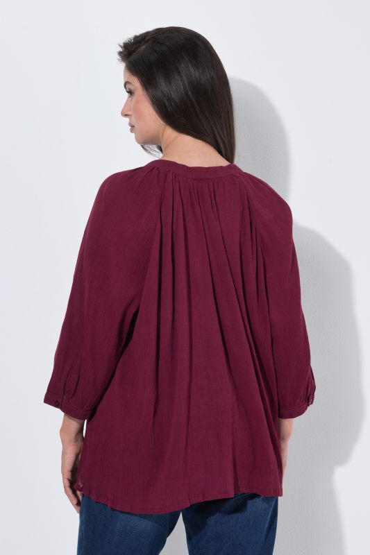 Batwing Sleeve Button Down Crepe Blouse