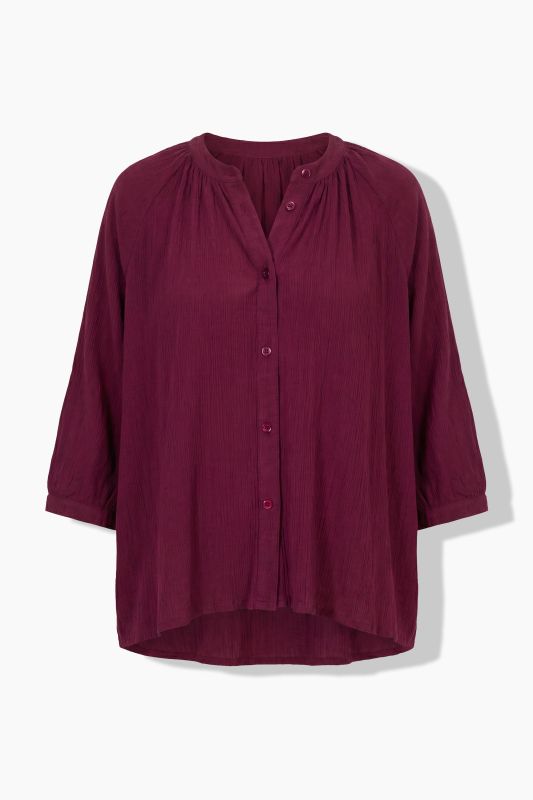 Batwing Sleeve Button Down Crepe Blouse