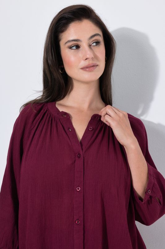 Batwing Sleeve Button Down Crepe Blouse