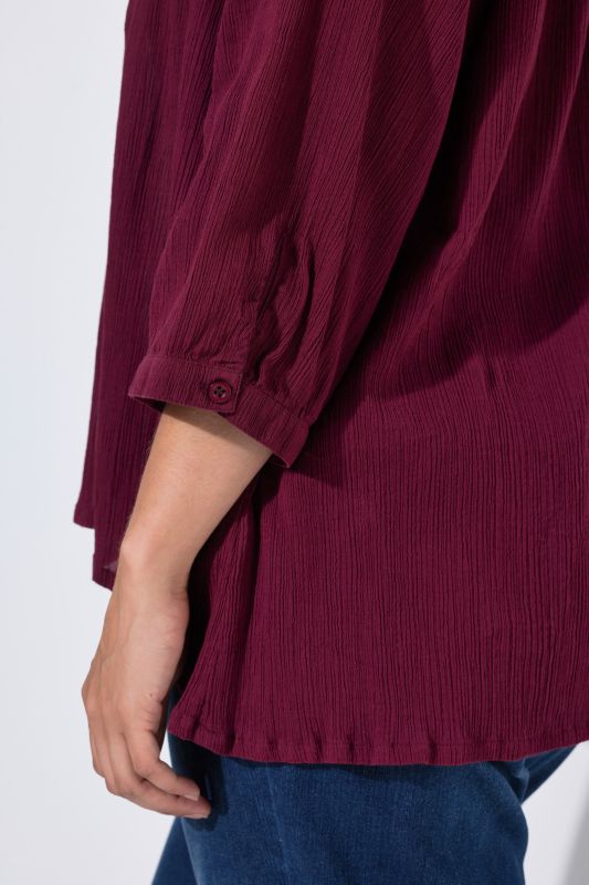 Batwing Sleeve Button Down Crepe Blouse