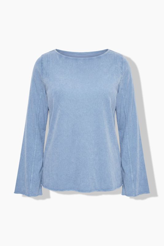 Decorative Seam Boat Neck Flared Sleeve Tee