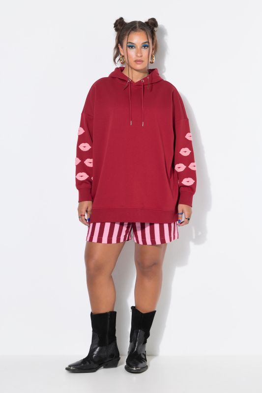 Textured Kiss Oversized Hoodie