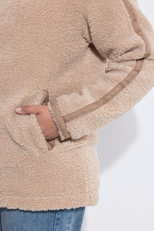 Contrast Stripe Teddy Fleece Jacket